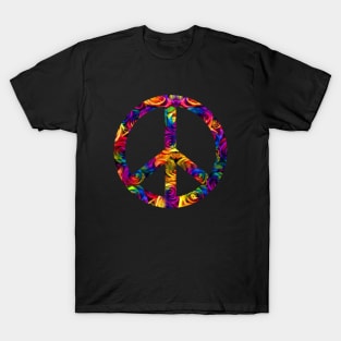 Peace And Love Symbol With Flower Power T-Shirt